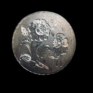 Vintage Mexico Sterling Silver With Carved Flowers Pendant/Brooch (5140)